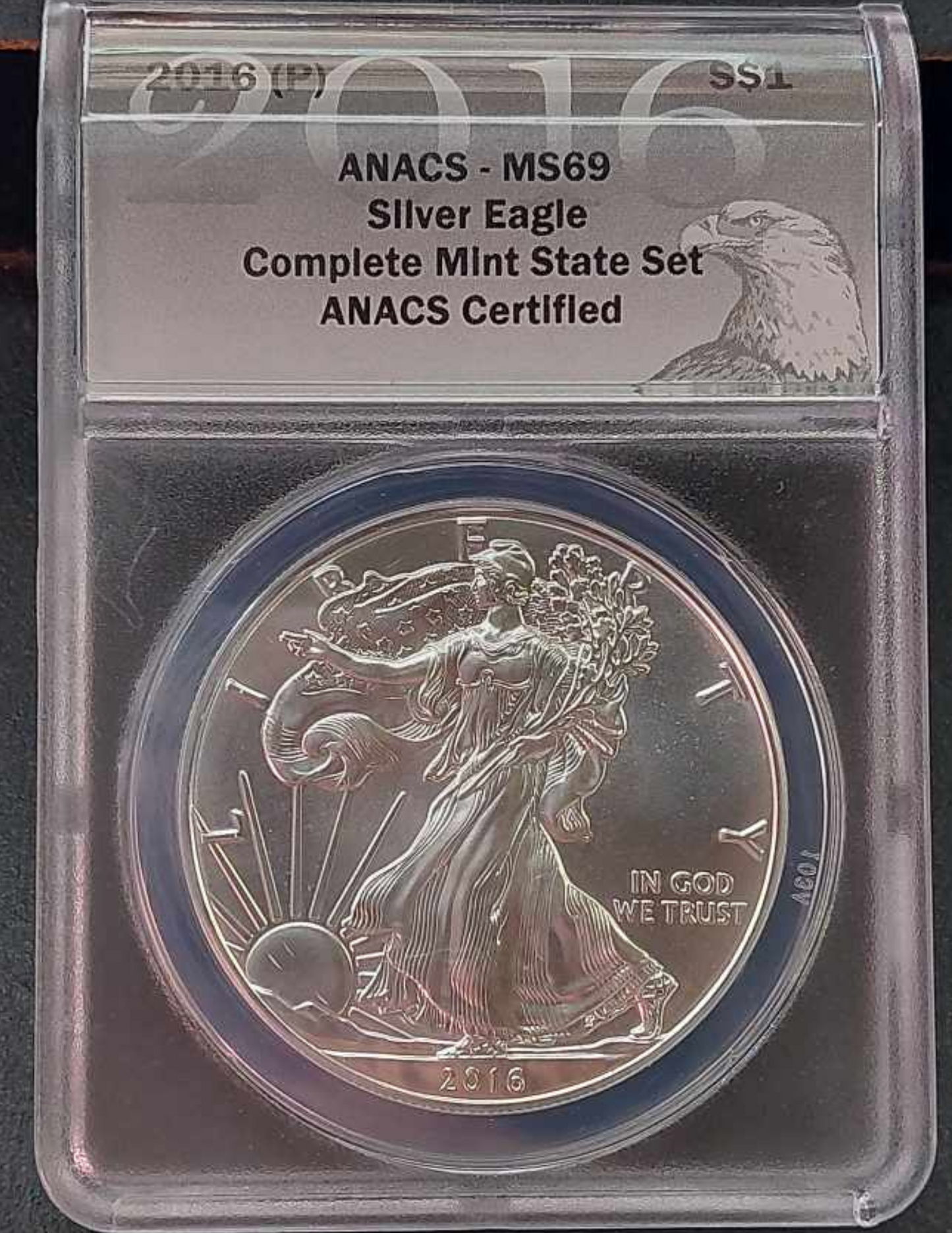 2016 (P) American Silver Eagle Silver Dollar ANACS MS69