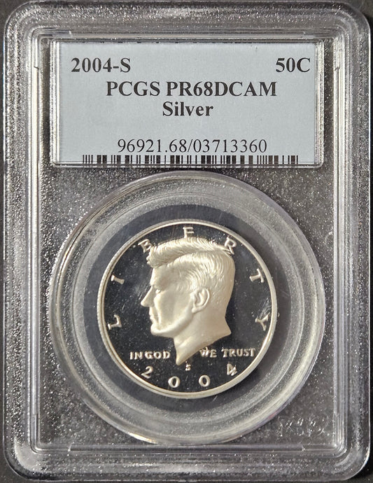 2004-S Kennedy Proof Silver Half Dollar PCGS PR68DCAM  Awesome Affordable Graded Example!!