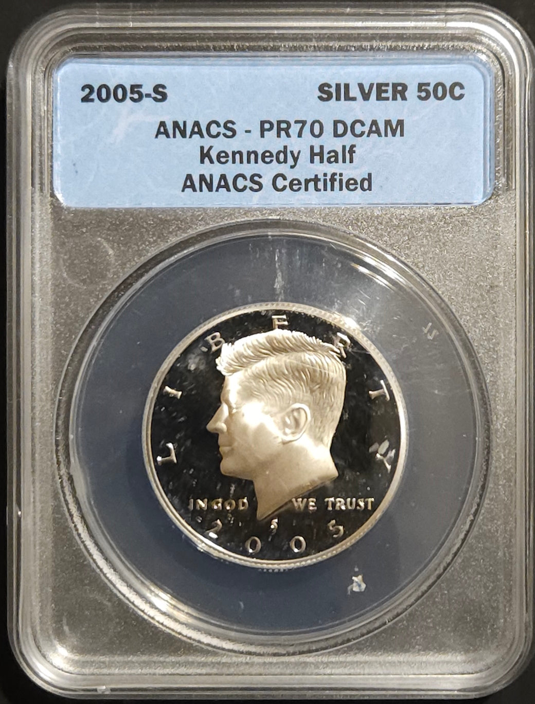 2005-S Kennedy Silver Half Dollar ANACS PR70DCAM  Stunning Perfect Grade Deep Cameo Contrast!!