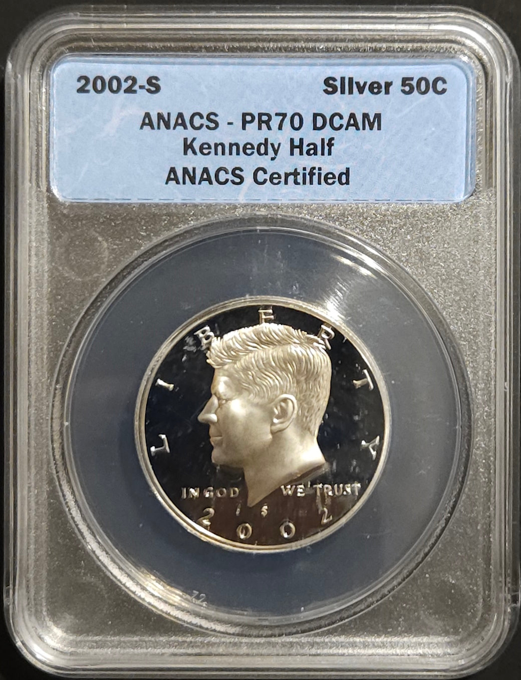 2002-S Kennedy Silver Half Dollar ANACS PR70DCAM  Stunning Perfect Grade Deep Cameo Contrast!!