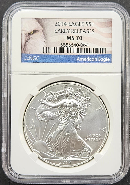 2014-P American Silver Eagle Silver Dollar NGC MS70 Early Releases