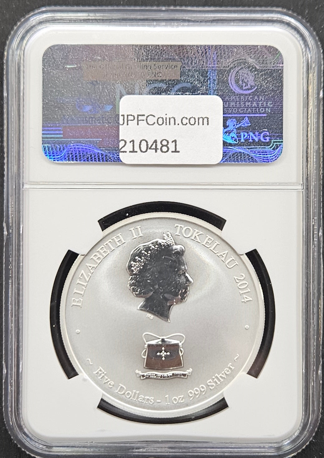 2014- Tokelau  NGC PF70 Early Releases Reverse Proof $5 Year of the Horse