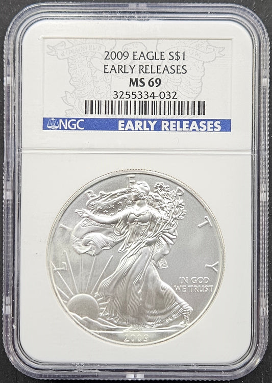 2009-P American Silver Eagle Silver Dollar NGC MS69 Early Releases