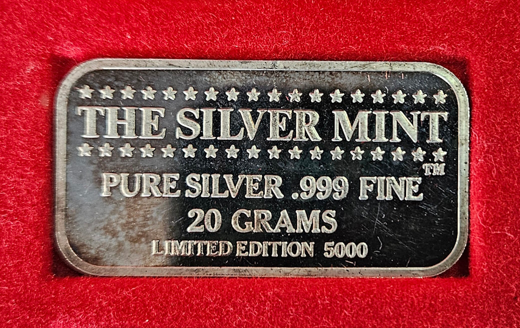 THE AMERICAN PATRIOTS SET OF 6 .999 Vintage SILVER ART BARS - Silver Mint Ingots