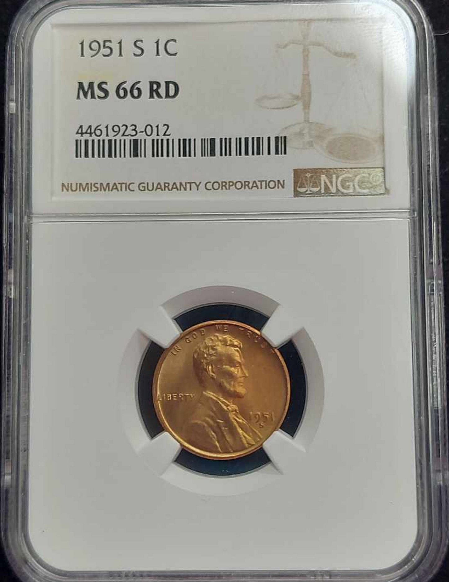 1951-S Lincoln Wheat Cent NGC MS66RD