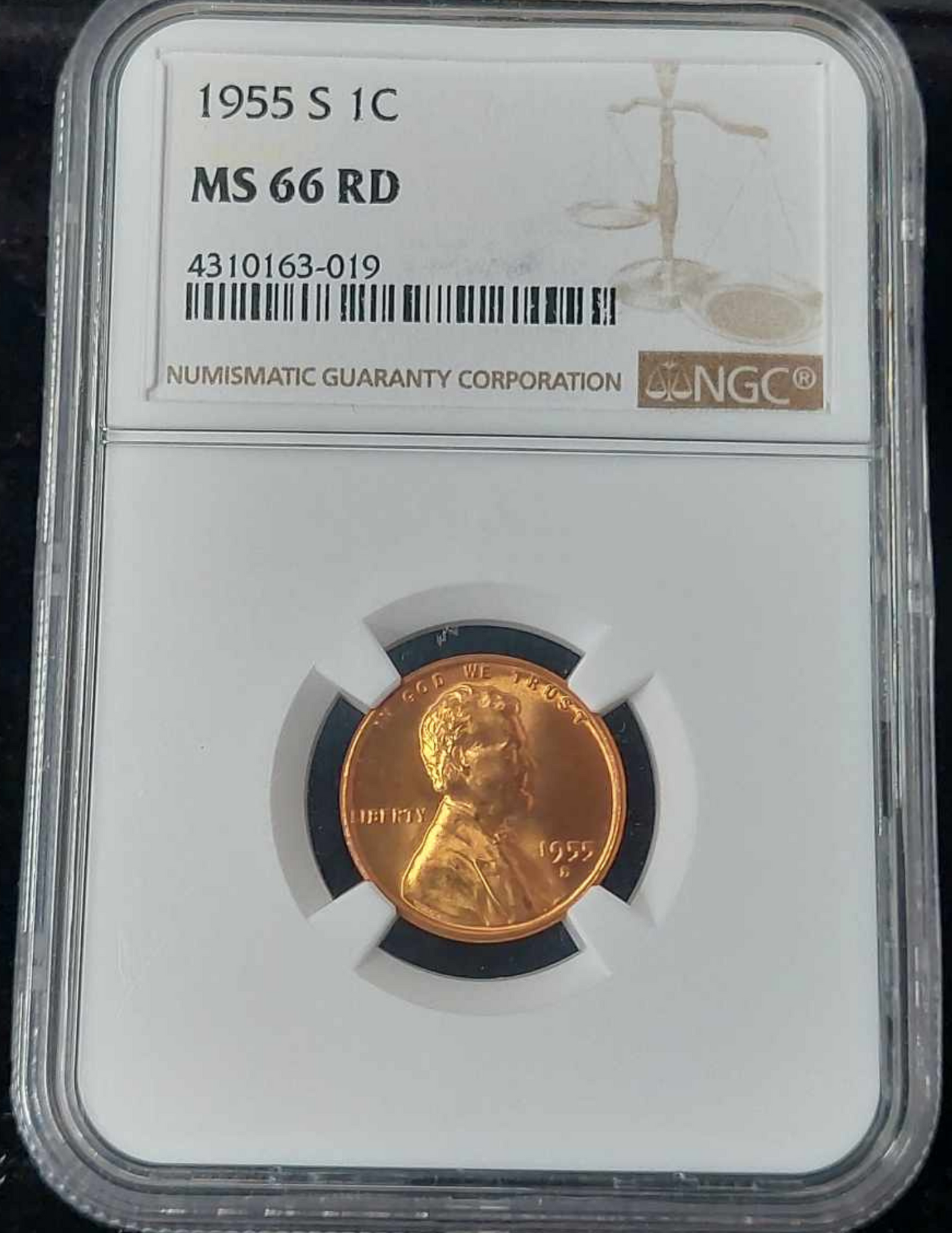 1955-S Lincoln Wheat Cent NGC MS66RD