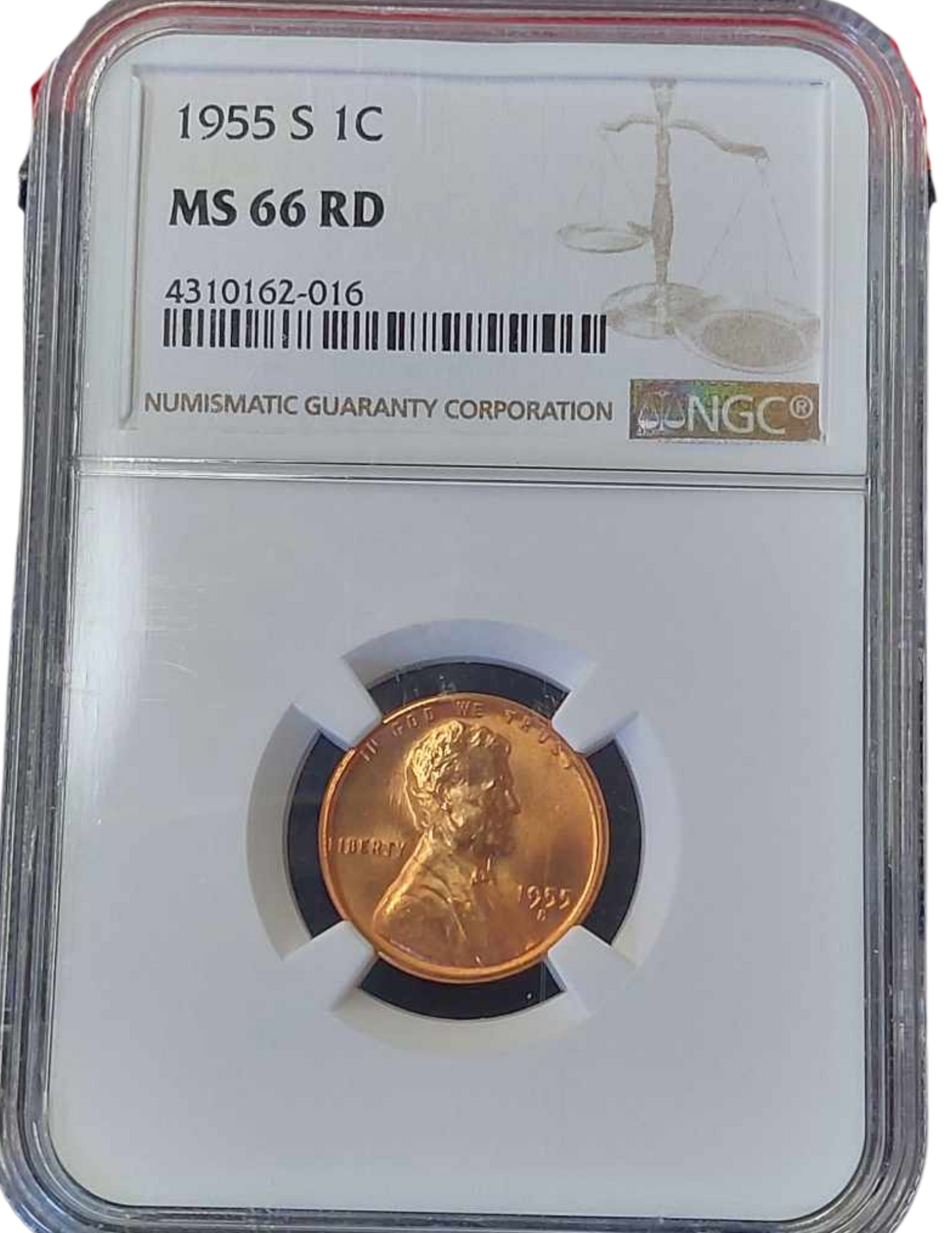 1955-S Lincoln Wheat Cent NGC MS66RD