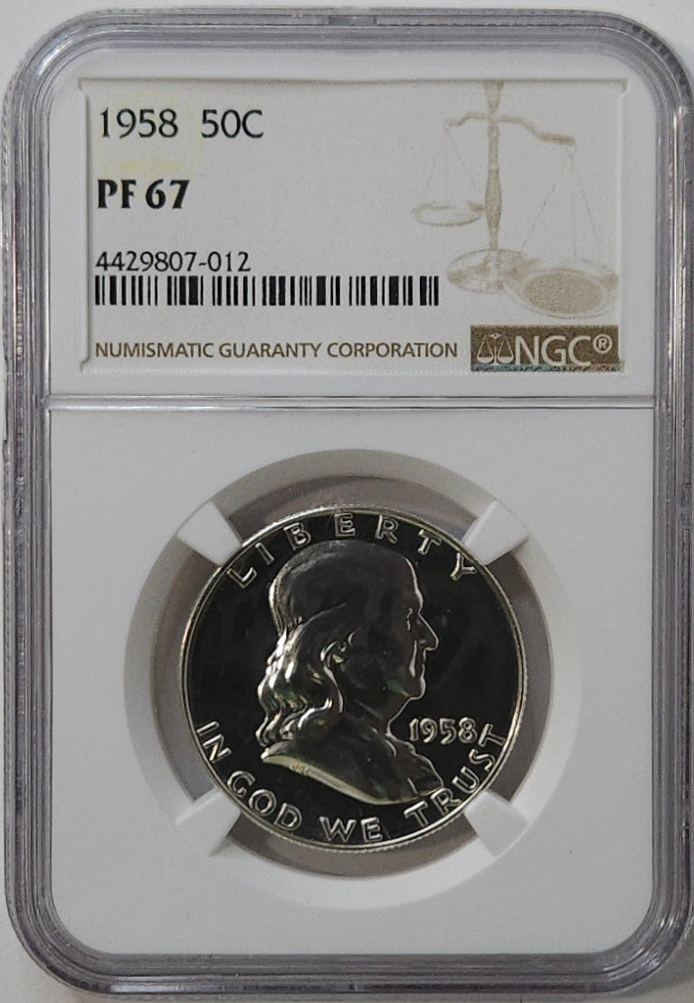 1958-P Franklin Half Dollar NGC PF67 Proof