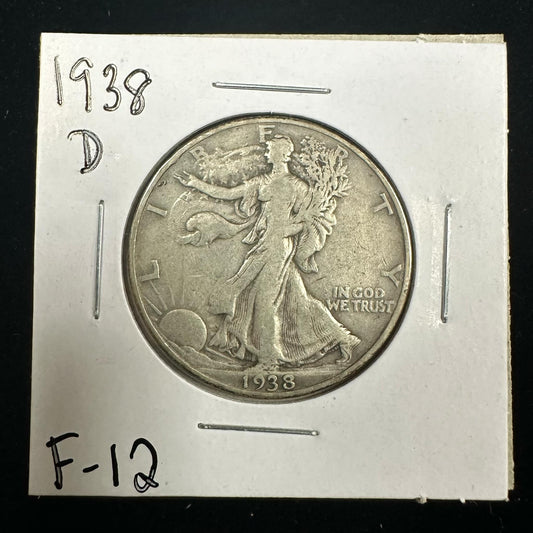 1938-D Walking Liberty Half Dollar Ungraded Fine