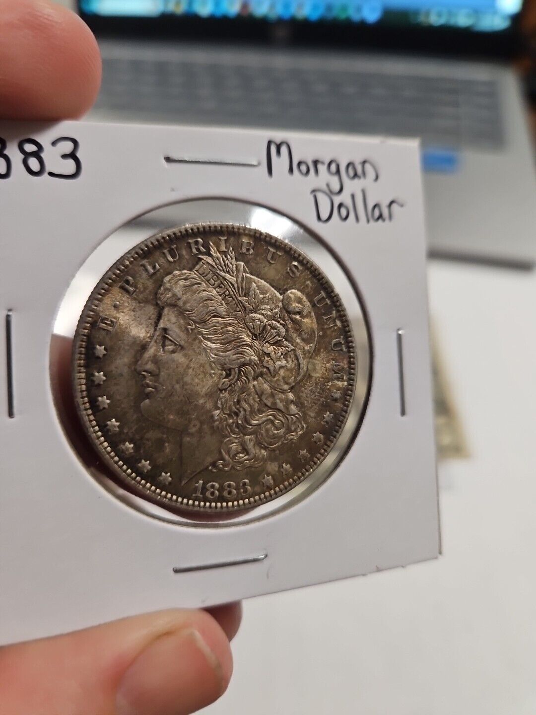 1883 Morgan Silver Dollar with Great Toning!! Almost Uncirculated