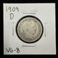 1909 D Barber Quarter - Very Good