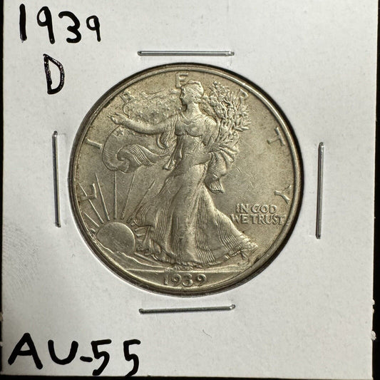 1939 D Walking Liberty Half Dollar - Almost Uncirculated 