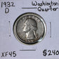 1932 D Washington Quarter - Extra Fine ( 301022 )