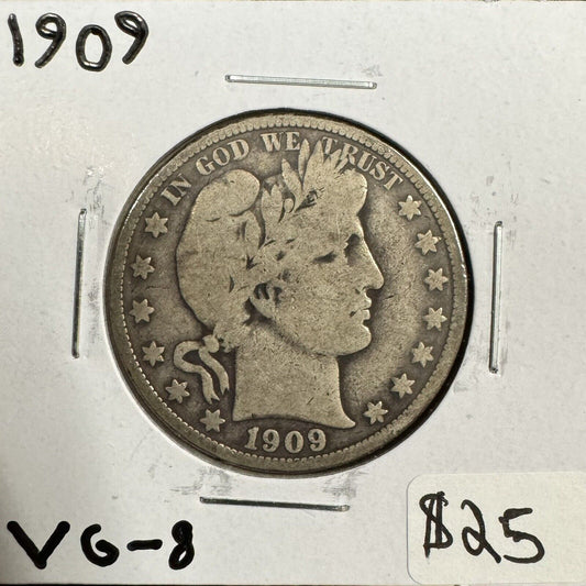 1909 Barber Half Dollar - Very Good