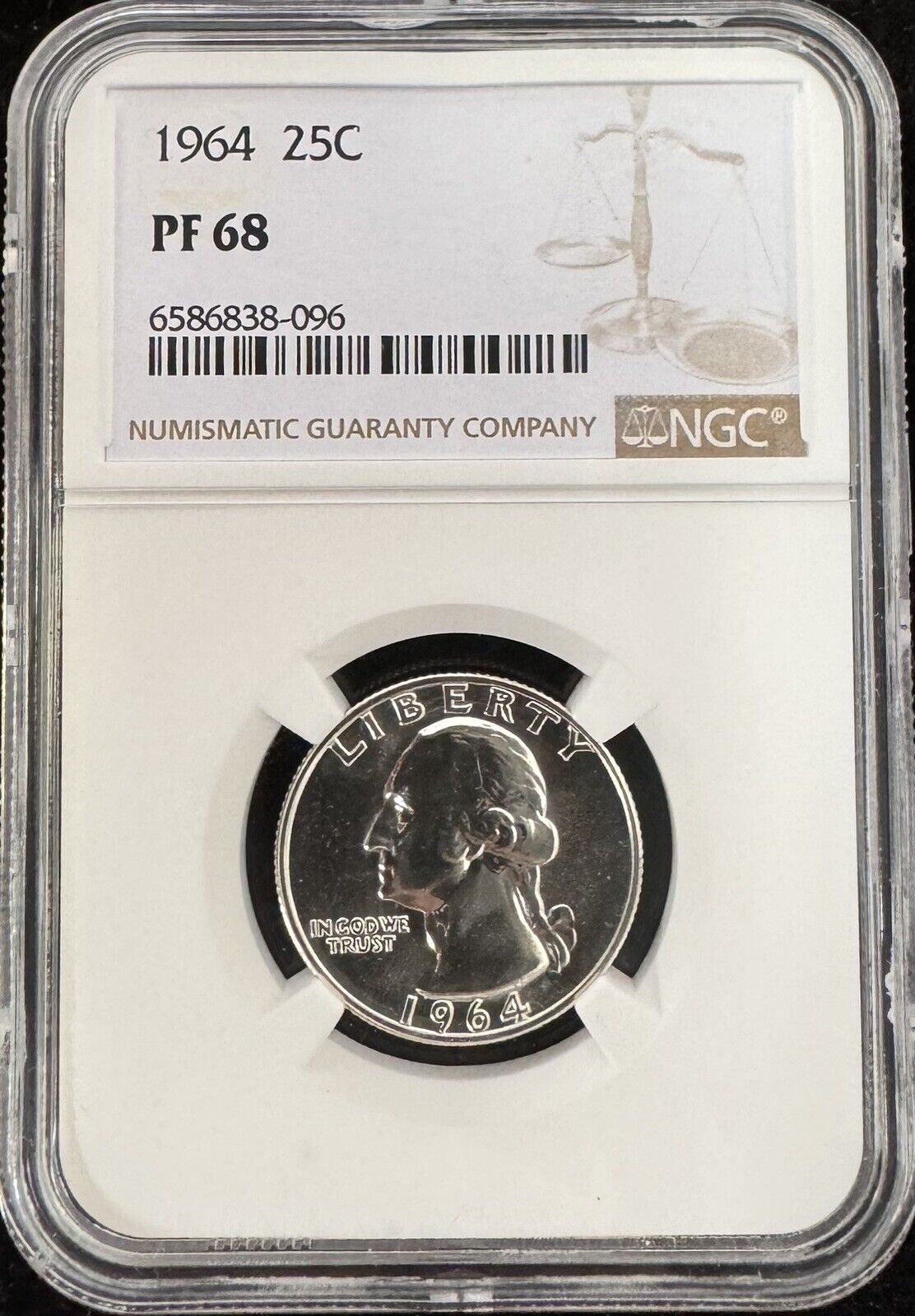 1964 Washing Quarter NGC - PF68 ( 300799 )