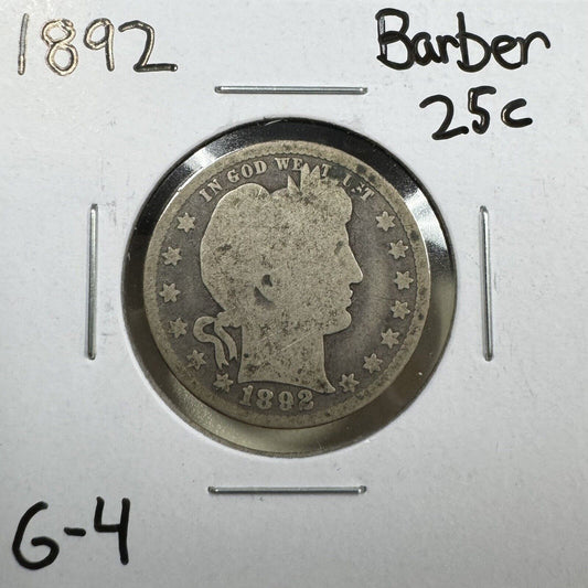 1892 Barber Quarter - Good ( 300935 )