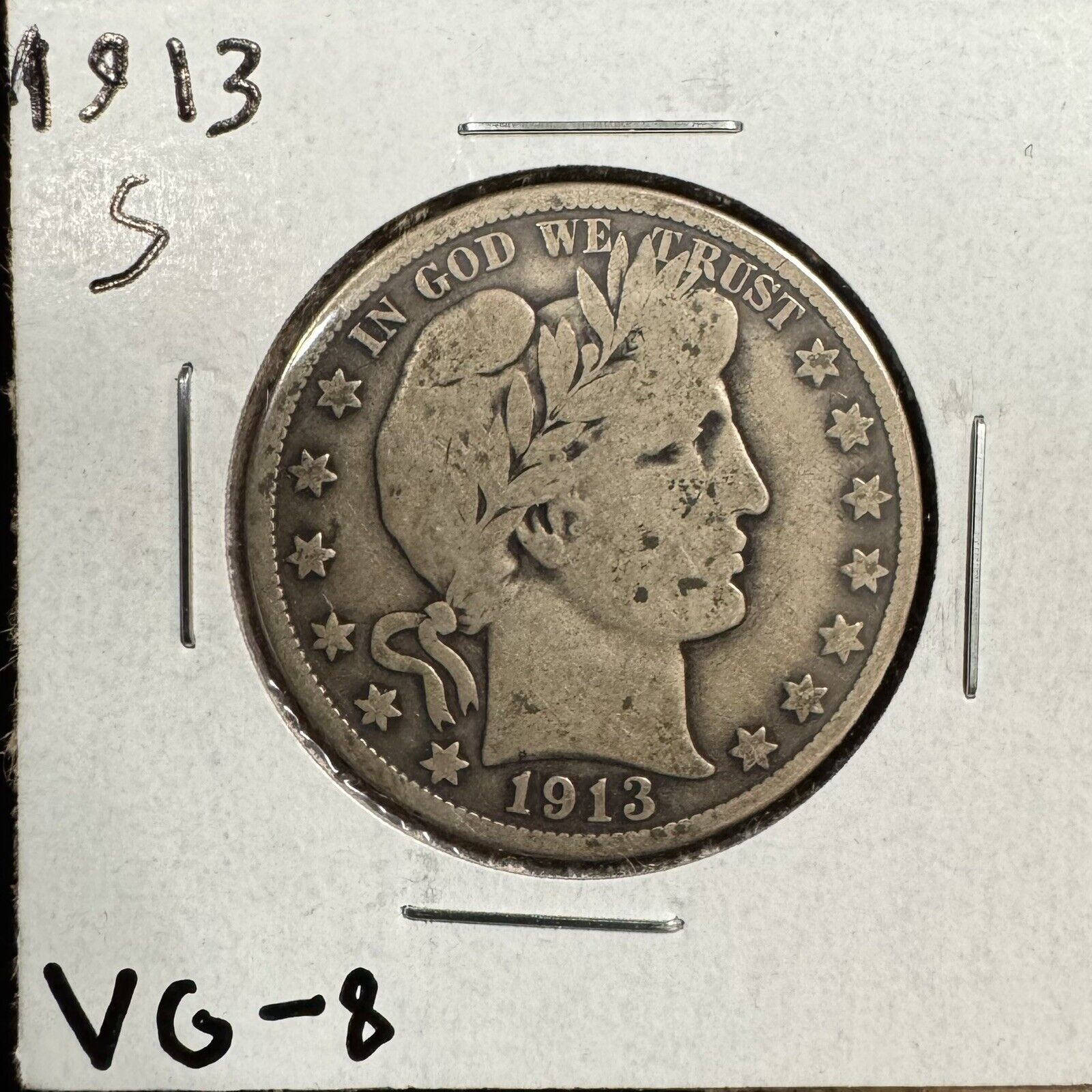 1913 S Barber Half Dollar - Very Good