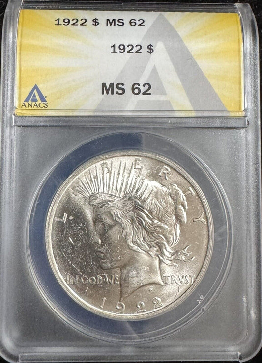 1922 Peace Dollar ANACS - MS62 ( 300796 )