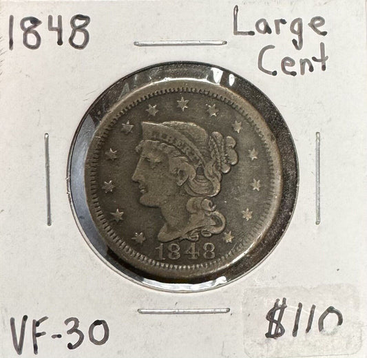 1848 Large Cent - Very Fine ( 12058 )