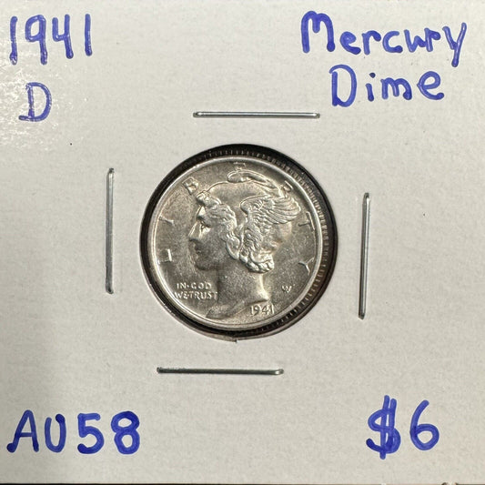 1941 D Mercury Dime - Almost Uncirculated 