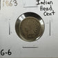 1863 Indian Head Cent - Good ( 300909 )