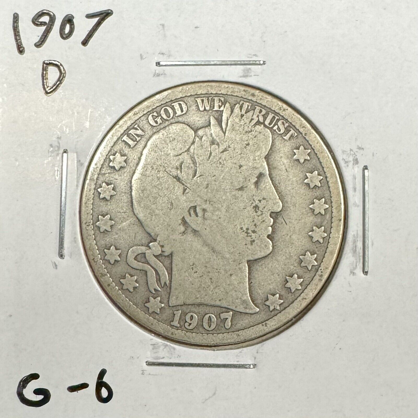 1907 D Barber Half Dollar - Good