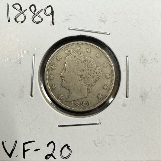 1889 Liberty V Nickel - Very Fine