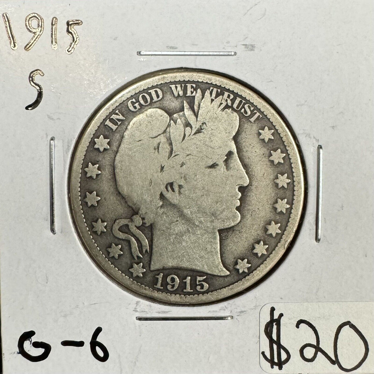 1915 S Barber Half Dollar - Good