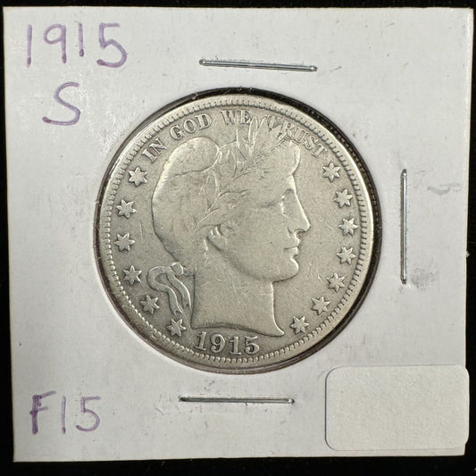 1915 S Barber Half Dollar - Fine