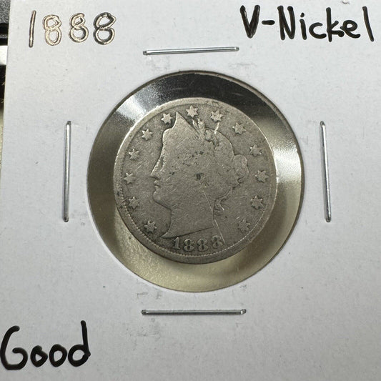 1888 V Nickel - Good ( 300927 )