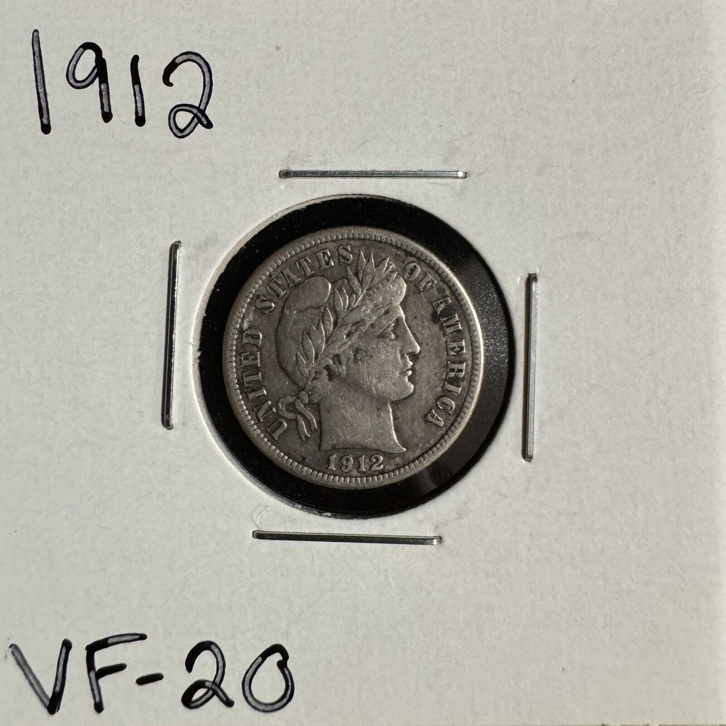 1912 Barber Dime - Very Fine 