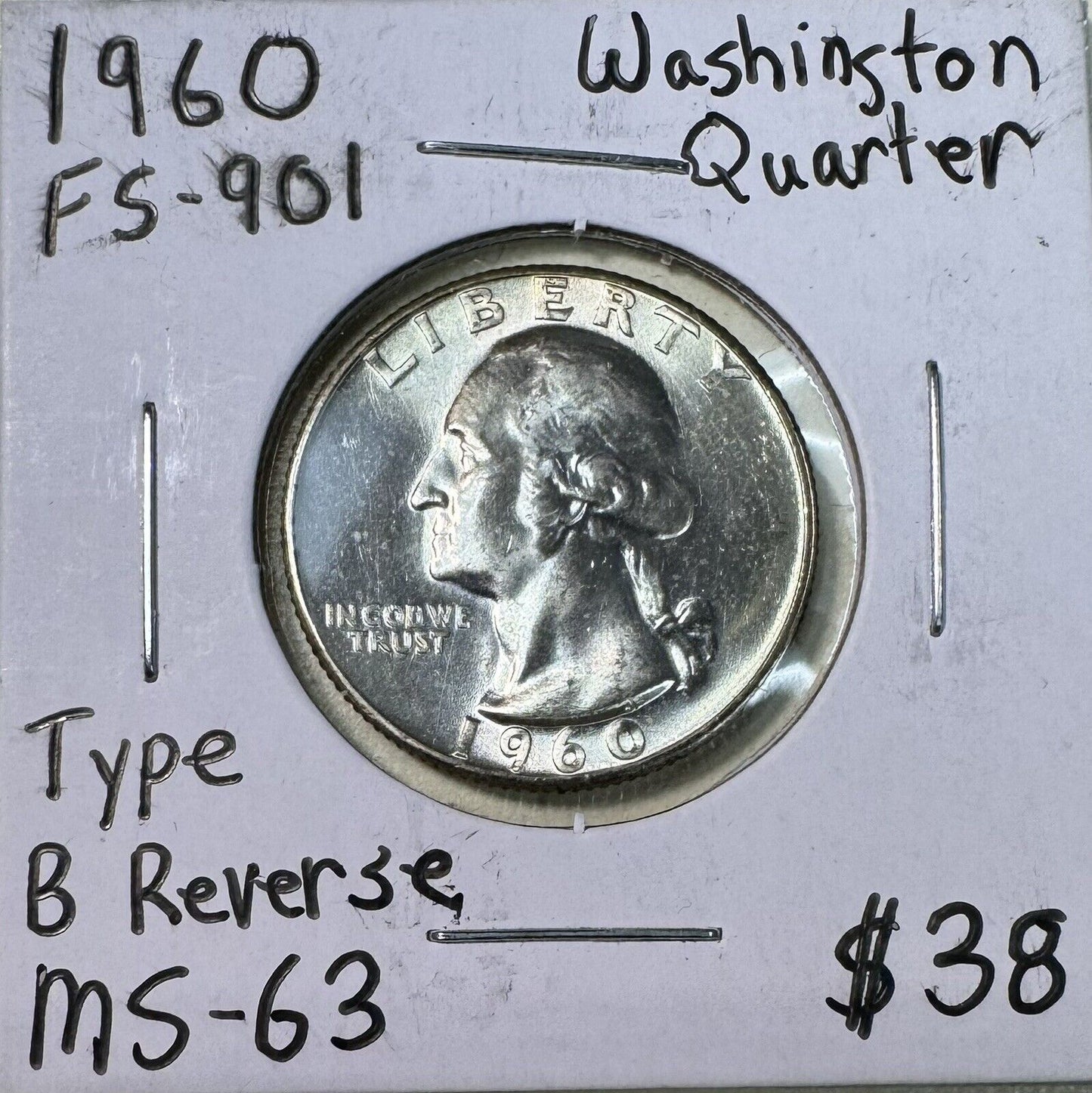 1960 Washington Quarter Type B - Mint State ( 301079 )