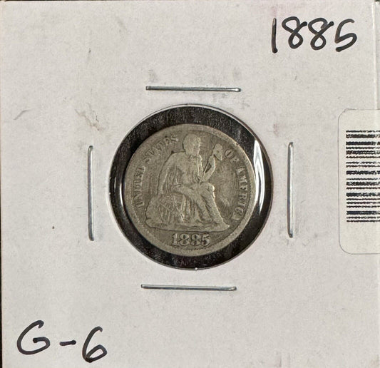 1885 Seated Dime - Good ( 119041 )