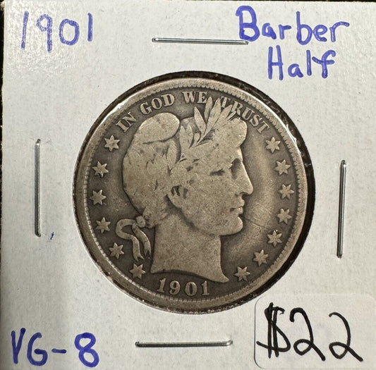 1901 Barber Half Dollar - Very Good