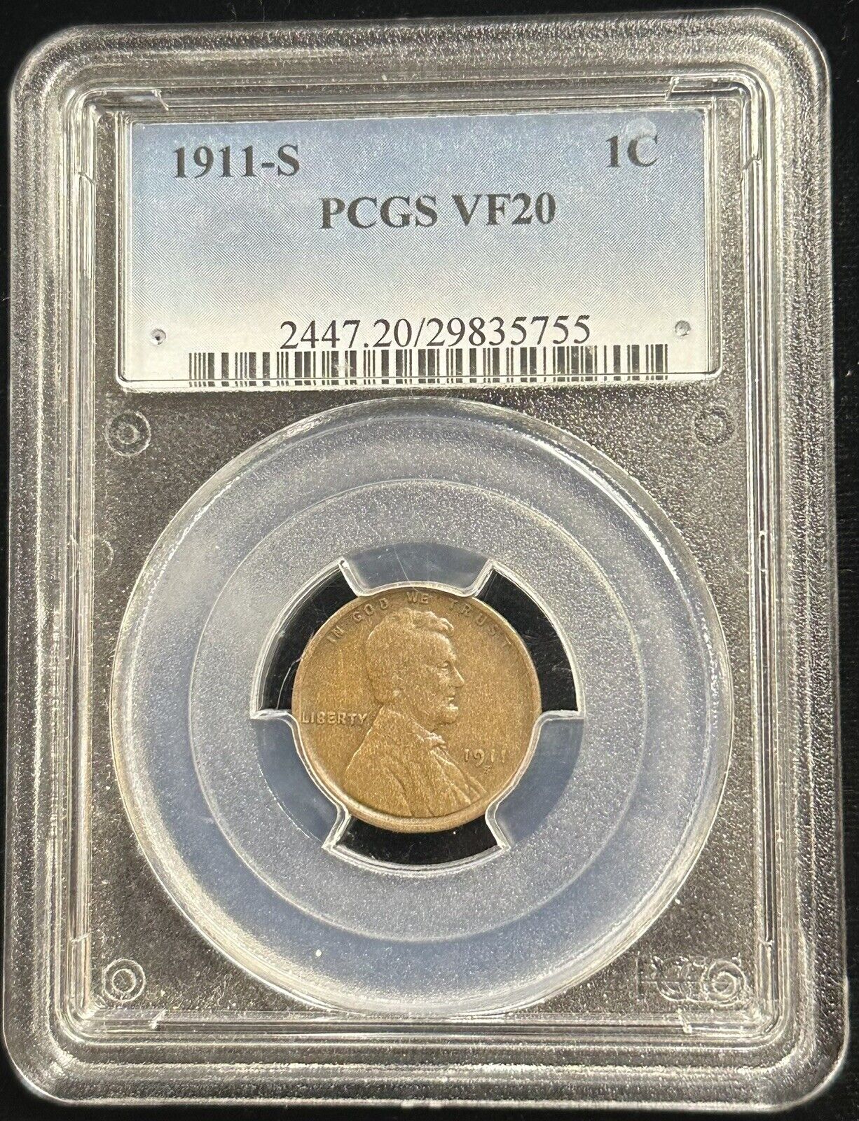 1911 S Wheat Cent PCGS VF20 ( 301068 )