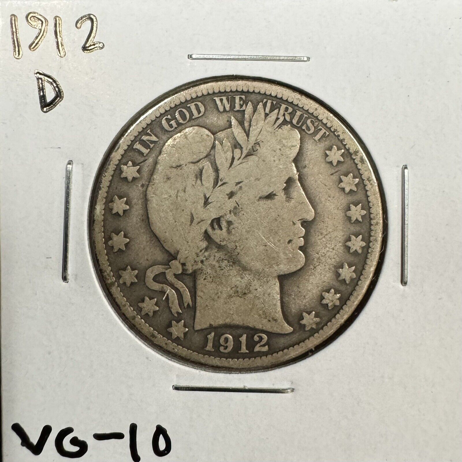 1912 D Barber Half Dollar - Very Good