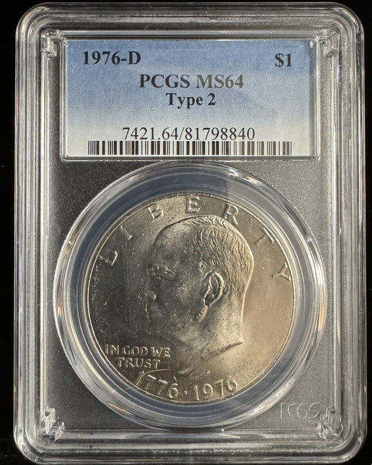 1976 D Type 2 Eisenhower Dollar PCGS- MS64