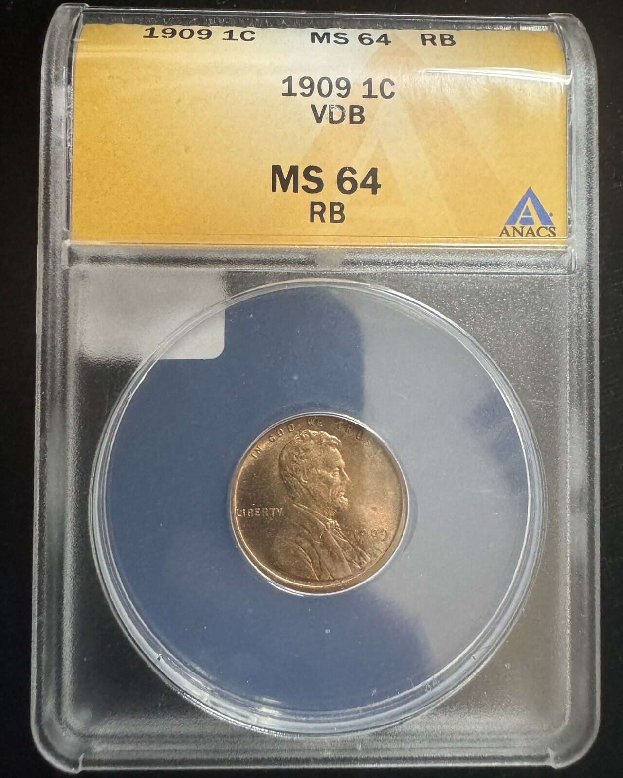 1909 VDB Wheat Cent ANACS - MS64 RB