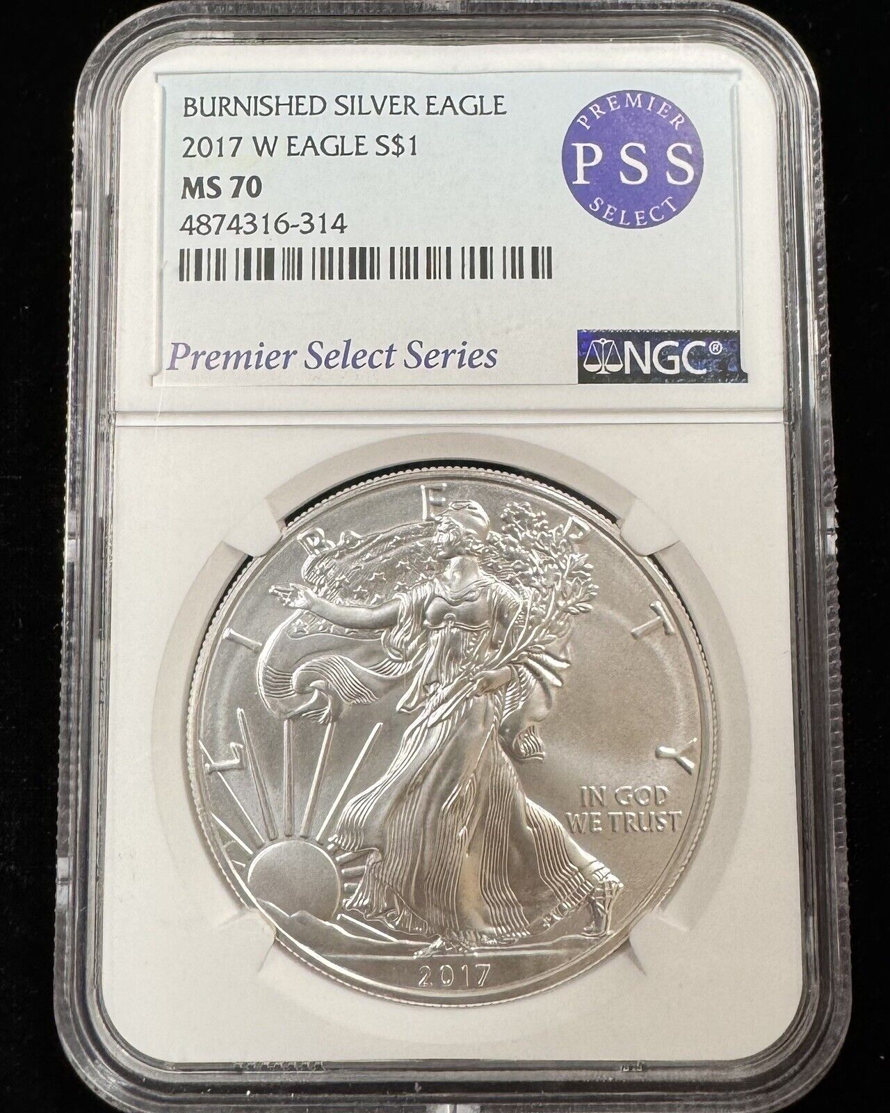 2017 W Burnished Silver Eagle NGC - MS70