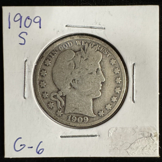 1909 S Barber Half Dollar - Good