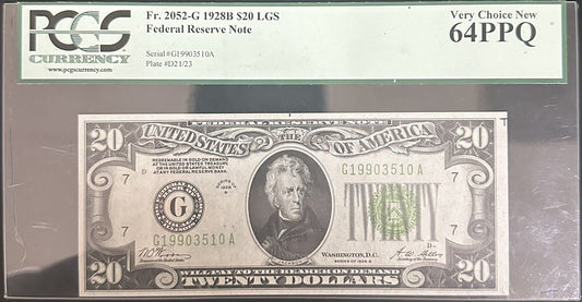 1928 B $20 Chicago Federal Reserve Note PCGS Very Choice New 64 PPQ