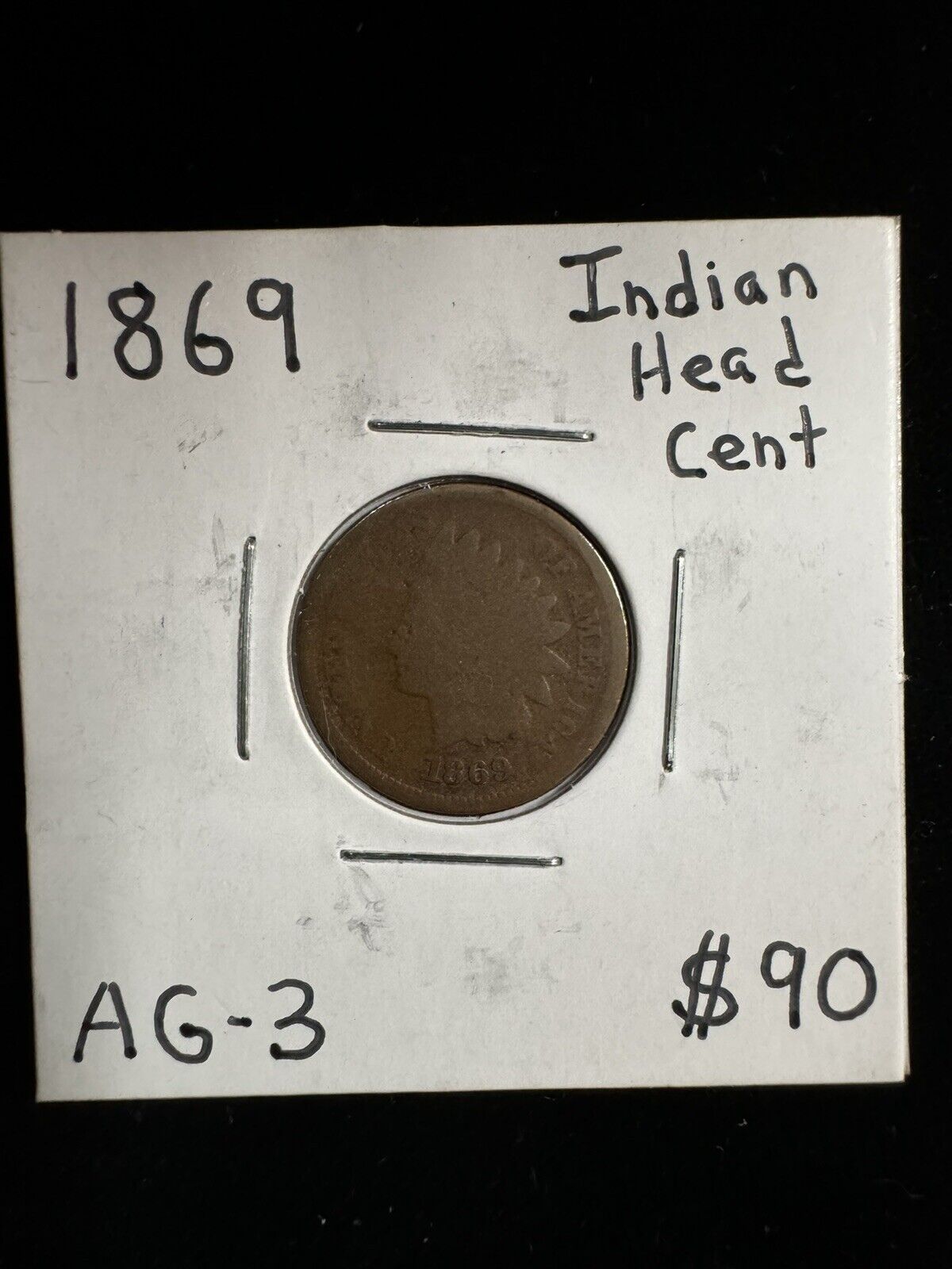 1869 Indian Head Cent - About Good