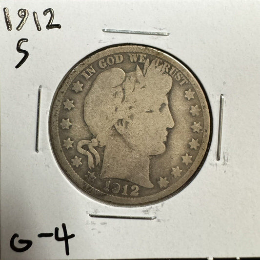 1912 S Barber Half Dollar - Good