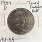 1954 D Franklin Half Dollar - Almost Uncirculated ( 210367 )