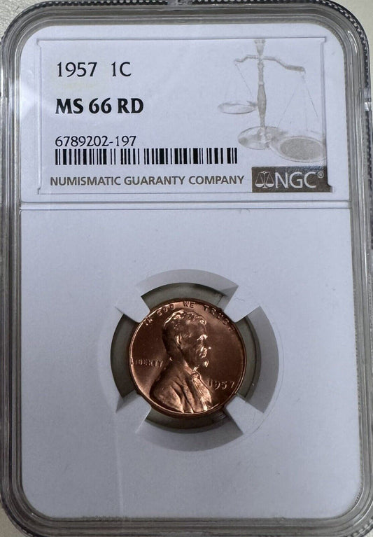 1957 Wheat Cent NGC - MS66 RD ( 301008 )