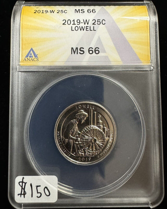 2019 W Washington Quarter Lowell ANACS - MS66 