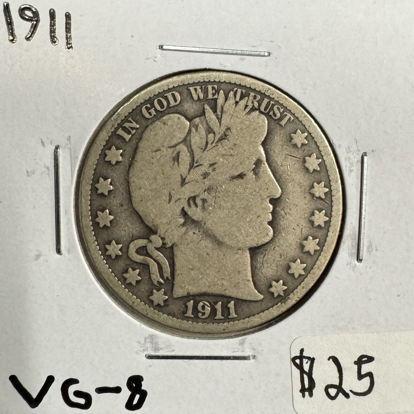 1911 Barber Half Dollar - Very Good