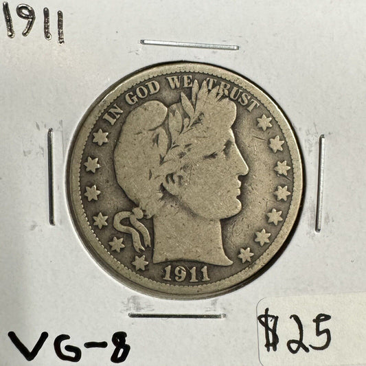 1911 Barber Half Dollar - Very Good