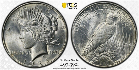 1926 D Peace Dollar PCGS AU58 ( 301064 )