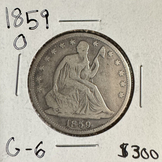 1859 O Seated Liberty Half Dollar - Good